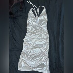 Lucy in the Sky Shimmering Silver Backless Dress
